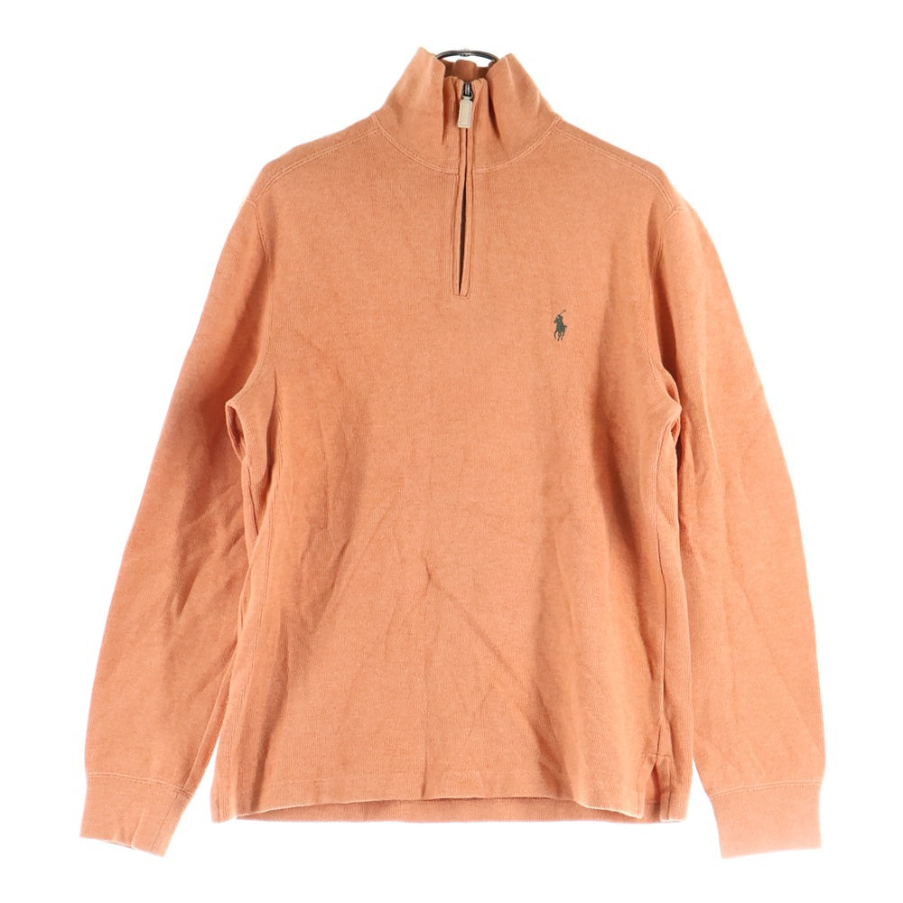 POLO RALPH LAUREN(ポロラルフローレン) 刺繍ロゴ コットン ハージジップスウェット トレーナー オレンジ KK-RL-YW-0514