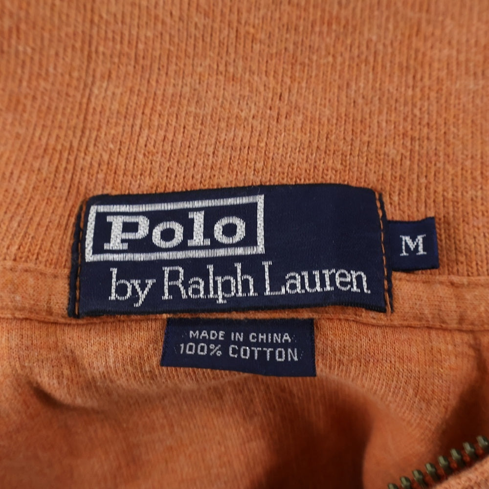 POLO RALPH LAUREN(ポロラルフローレン) 刺繍ロゴ コットン ハージジップスウェット トレーナー オレンジ KK-RL-YW-0514