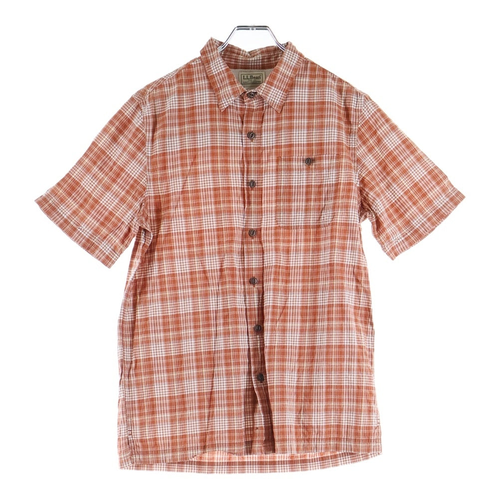 L.L.Bean(エルエルビーン) コットン チェック ポケット半袖シャツ オレンジ 281321