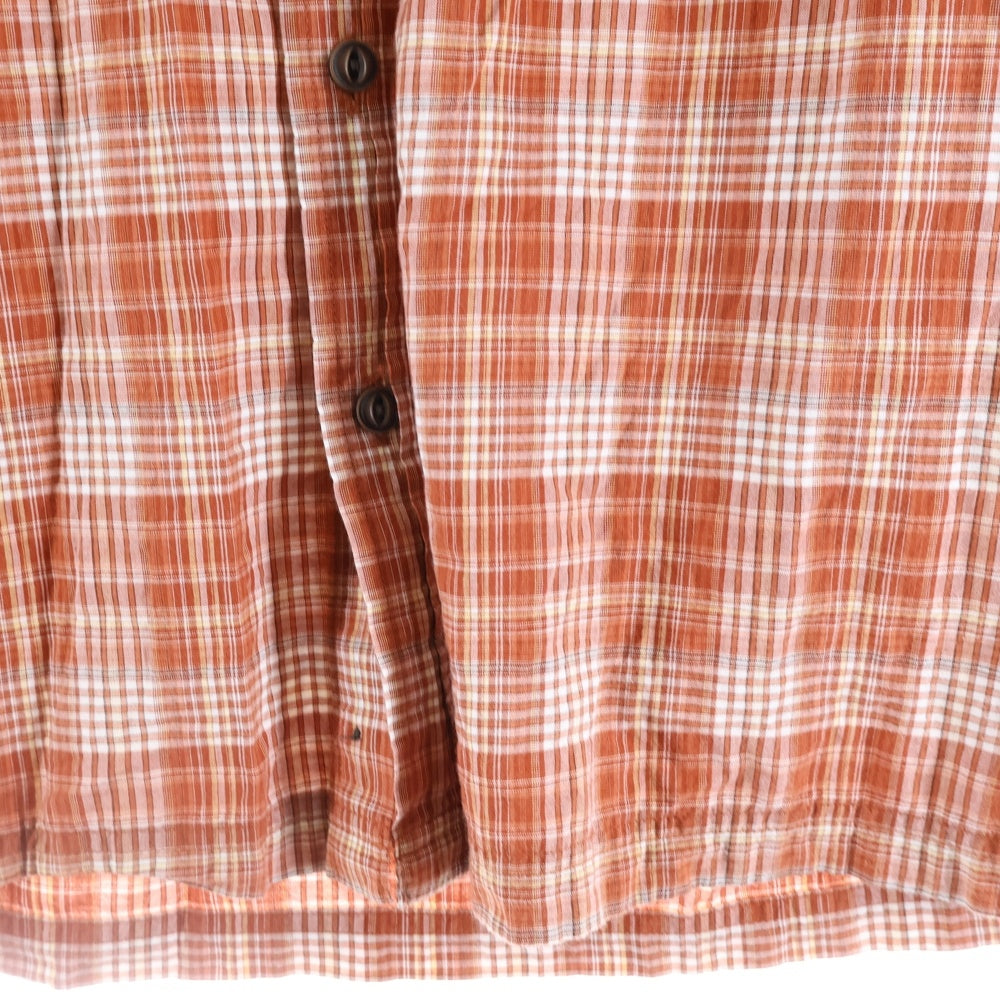 L.L.Bean(エルエルビーン) コットン チェック ポケット半袖シャツ オレンジ 281321