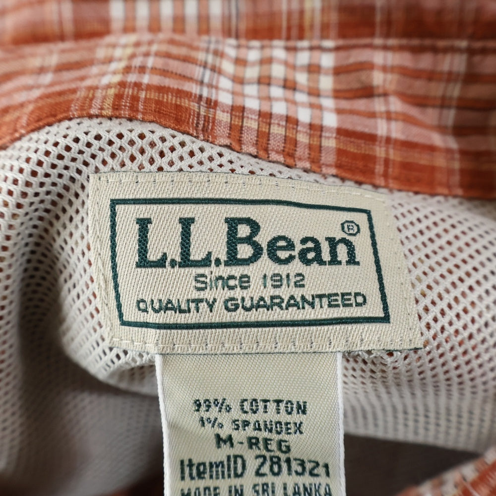 L.L.Bean(エルエルビーン) コットン チェック ポケット半袖シャツ オレンジ 281321