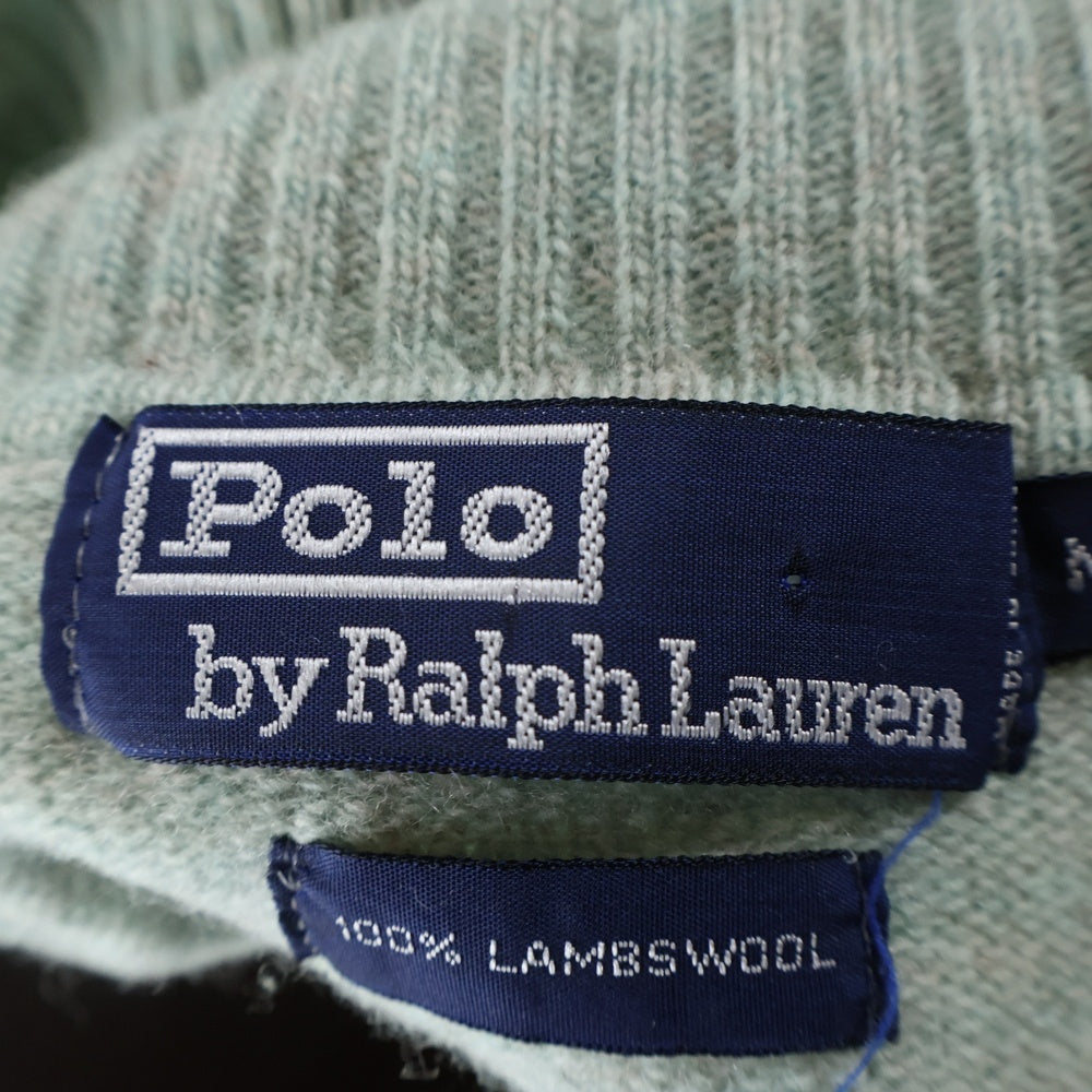 POLO RALPH LAUREN(ポロラルフローレン) 刺繍ロゴ コットン タートルネック ニット セーター グリーン