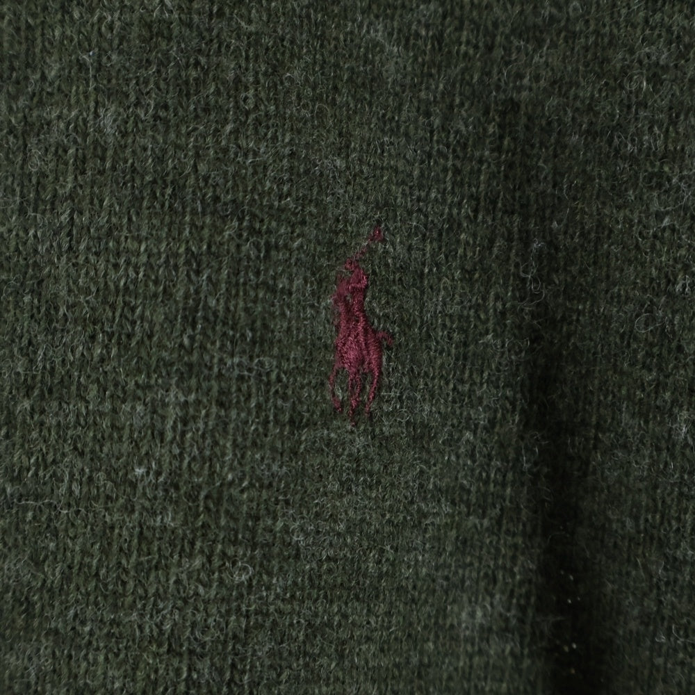 POLO RALPH LAUREN(ポロラルフローレン) 刺繍ロゴ コットン タートルネック ニット セーター カーキ