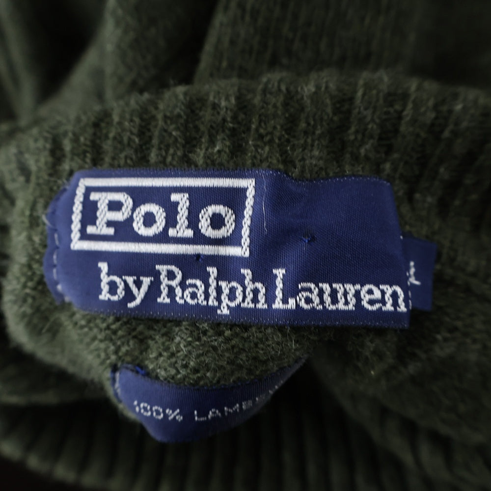 POLO RALPH LAUREN(ポロラルフローレン) 刺繍ロゴ コットン タートルネック ニット セーター カーキ