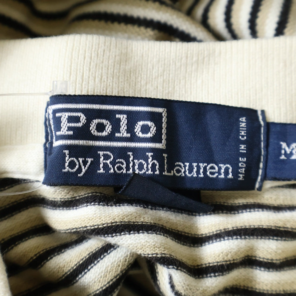 POLO RALPH LAUREN(ポロラルフローレン) 刺繍ロゴ コットン ボーダーポロシャツ 半袖シャツ ベージュ/ブラック