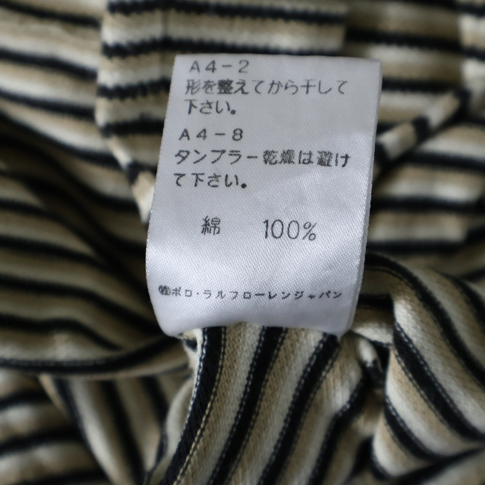 POLO RALPH LAUREN(ポロラルフローレン) 刺繍ロゴ コットン ボーダーポロシャツ 半袖シャツ ベージュ/ブラック