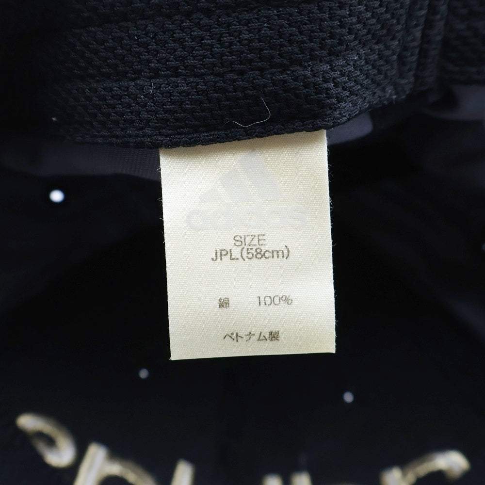 adidas(アディダス) ロゴ刺繍 総柄 ベースボールキャップ 帽子 ブラック/ゴールド