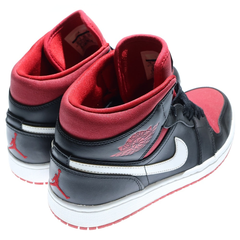NIKE(ナイキ) AIR JORDAN 1 MID BLACK GYM RED WHITE 554724-020 ナイキ エアジョーダン1 ミッドカットスニーカー ブラック/レッド/ホワイト US10/28cm