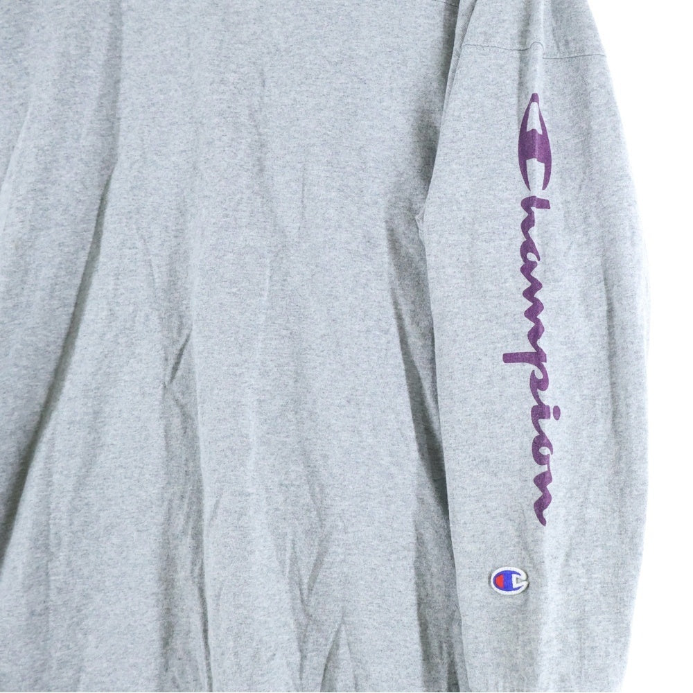 CHAMPION(チャンピオン) スリーブロゴプリントロンT 袖ロゴプリント 袖ロゴ刺繍 グレー C3-Q439