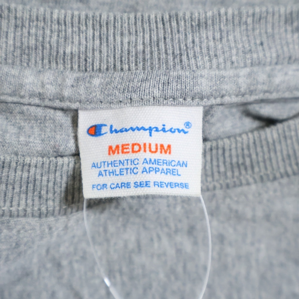 CHAMPION(チャンピオン) スリーブロゴプリントロンT 袖ロゴプリント 袖ロゴ刺繍 グレー C3-Q439