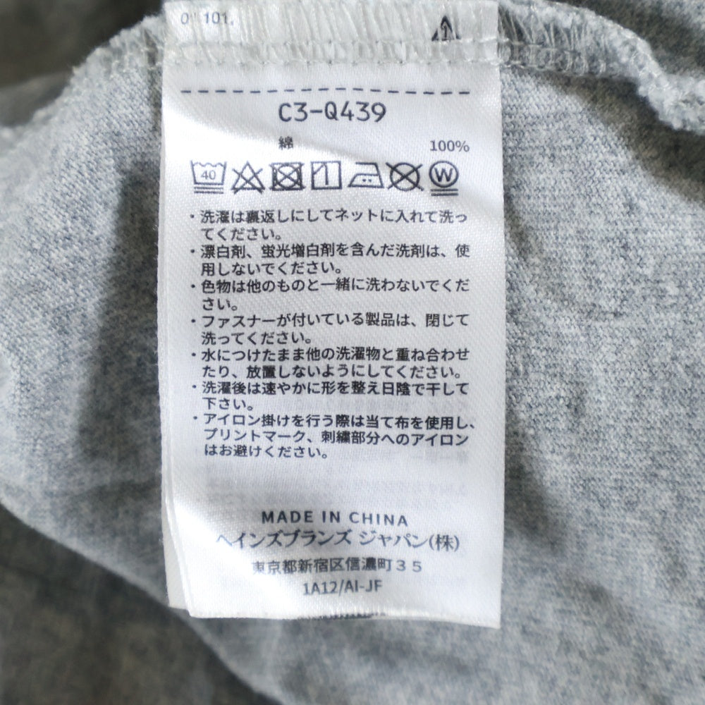 CHAMPION(チャンピオン) スリーブロゴプリントロンT 袖ロゴプリント 袖ロゴ刺繍 グレー C3-Q439