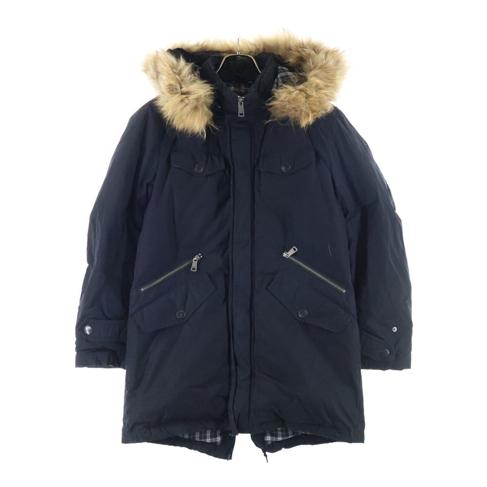 BURBERRY BLACK LABEL(バーバリー ブラックレーベル) ダウンジャケット アウター フード ラクーンファー ブラック D1F22-221-09