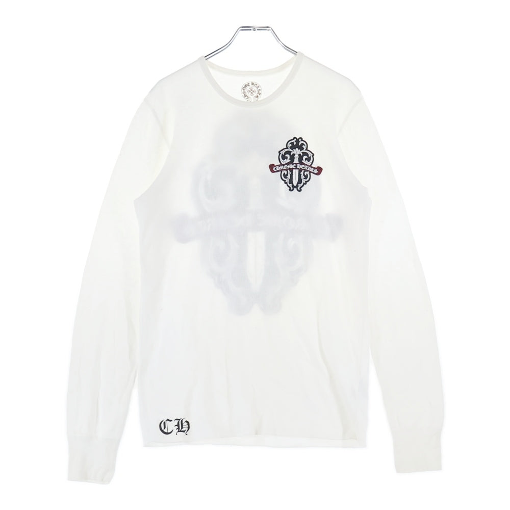 CHROME HEARTS(クロムハーツ) OLD CH THERMAL LTD USA スクロールラベル プリント サーマル 長袖カットソー ホワイト