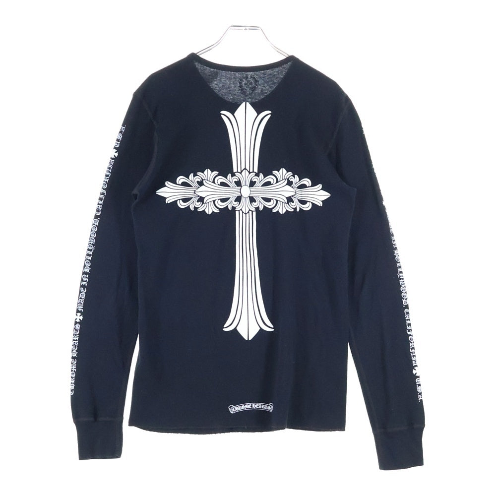 CHROME HEARTS(クロムハーツ) Thermal L/S 袖ロゴプリントサーマル バーディカルロゴ フローラルクロス 長袖カットソー フローラルプリント ブラック
