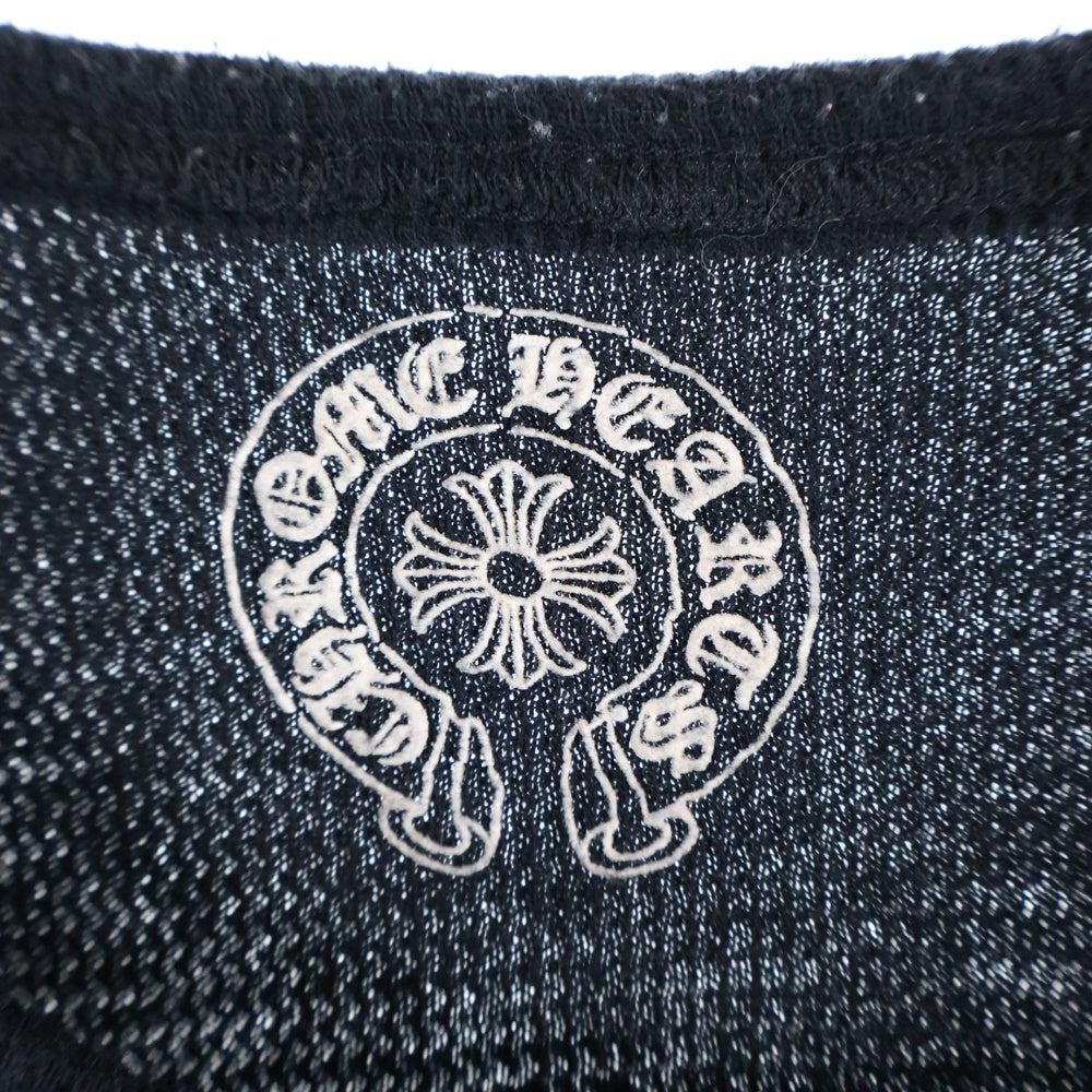 CHROME HEARTS(クロムハーツ) Thermal L/S 袖ロゴプリントサーマル バーディカルロゴ フローラルクロス 長袖カットソー フローラルプリント ブラック