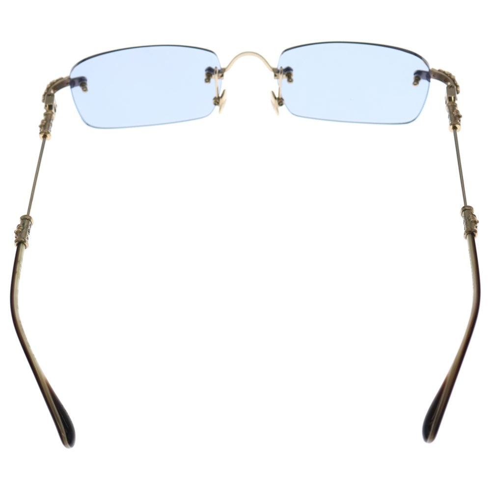 CHROME HEARTS(クロムハーツ) PILLS III フローラルクロスリムレスサングラス ゴールド 度入り
