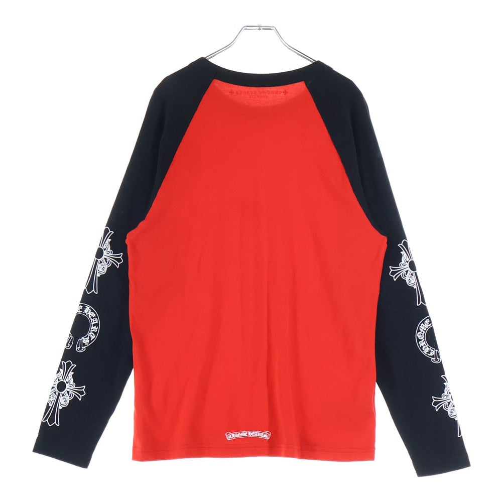 CHROME HEARTS(クロムハーツ) NECK LOGO RAGLAN LONG SLEEVE TEE ネックロゴ ラグラン ロングスリーブ 長袖Tシャツ カットソー ブラック/レッド