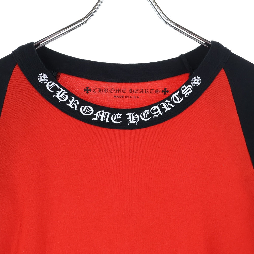 CHROME HEARTS(クロムハーツ) NECK LOGO RAGLAN LONG SLEEVE TEE ネックロゴ ラグラン ロングスリーブ 長袖Tシャツ カットソー ブラック/レッド