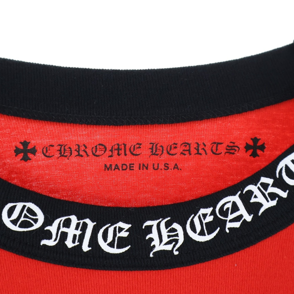 CHROME HEARTS(クロムハーツ) NECK LOGO RAGLAN LONG SLEEVE TEE ネックロゴ ラグラン ロングスリーブ 長袖Tシャツ カットソー ブラック/レッド