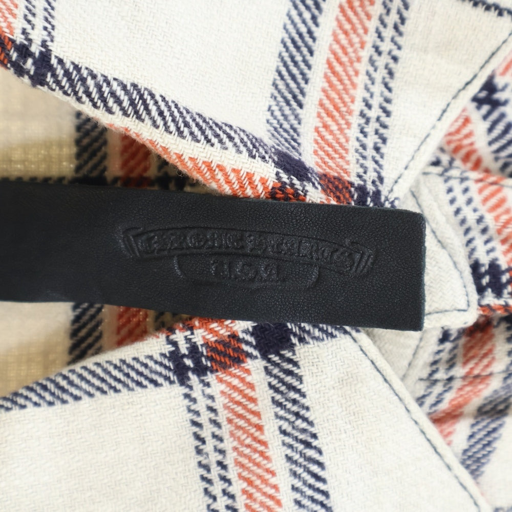 CHROME HEARTS(クロムハーツ) LOOSEENDS LS ルーズエンド 袖クロスパッチ クロスボールボタン チェック柄 長袖シャツ ベージュ