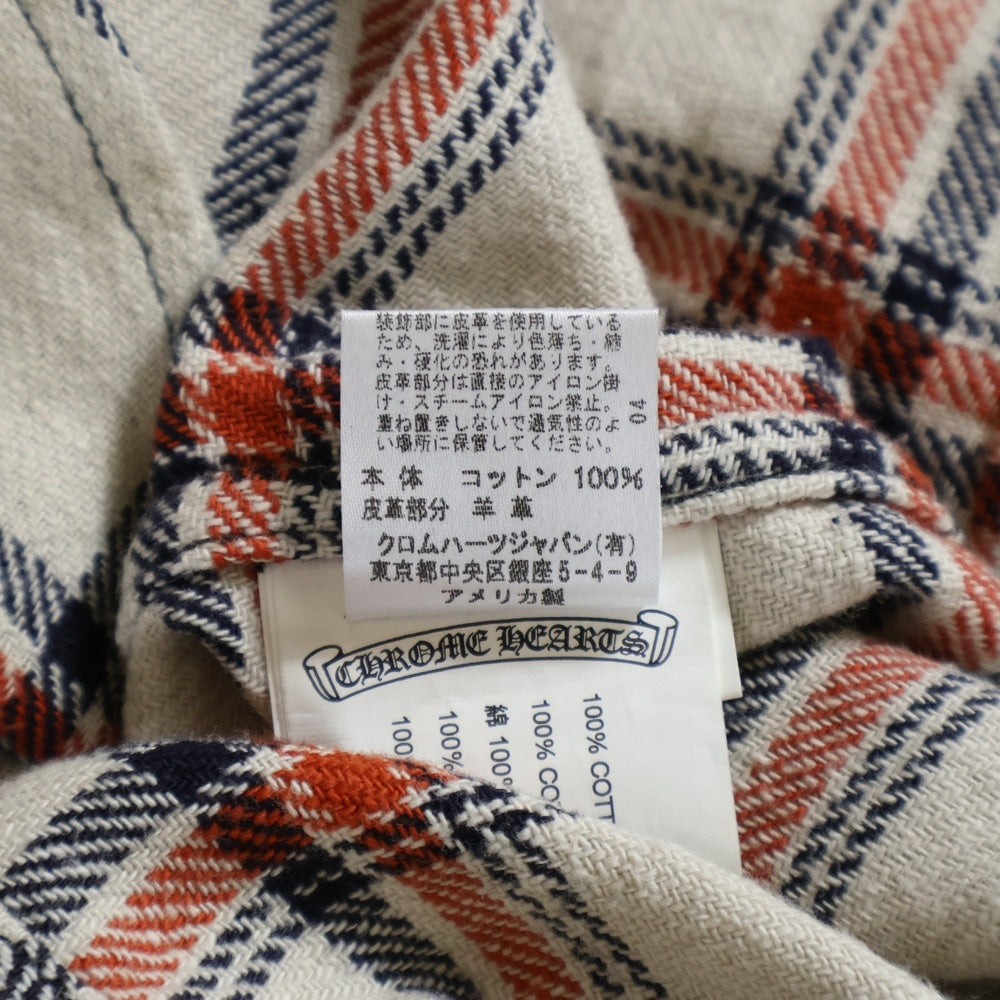 CHROME HEARTS(クロムハーツ) LOOSEENDS LS ルーズエンド 袖クロスパッチ クロスボールボタン チェック柄 長袖シャツ ベージュ