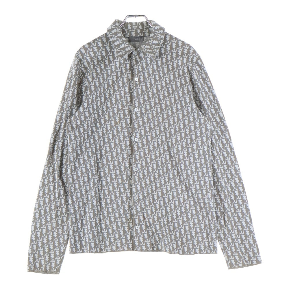 DIOR(ディオール) 20SS Oblique Overshirt 023M550AT099 オブリーク 総柄コットン長袖オーバーシャツ グレー/ベージュ