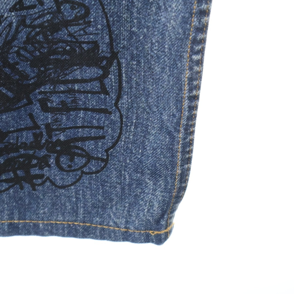 Acne Studios(アクネ ストゥディオズ) 2023 総柄プリントスーパーバギーフィットジーンズ デニムパンツ インディゴ FN-MN-TROU001097