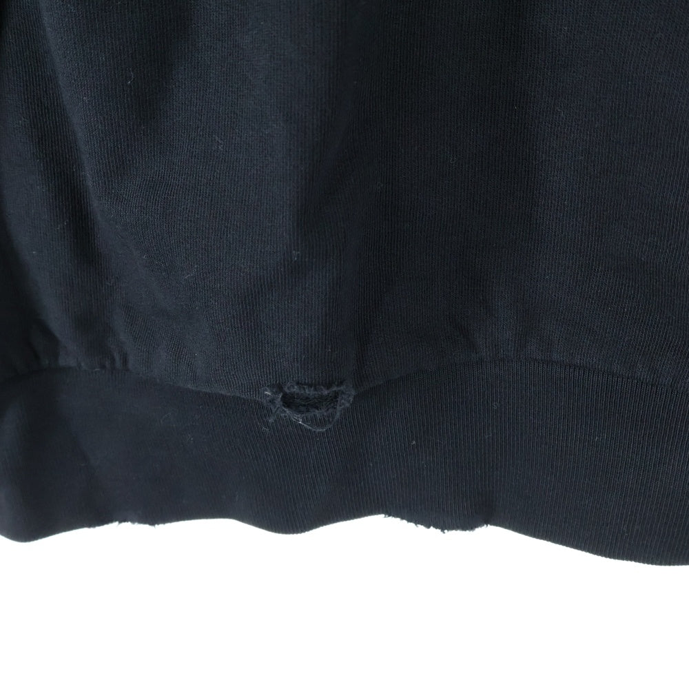 RAF SIMONS(ラフシモンズ) 22SS DESTROYED CREWNECK デストロイ クルーネックスウェットトレーナー ブラック 221-M168 19003-0099