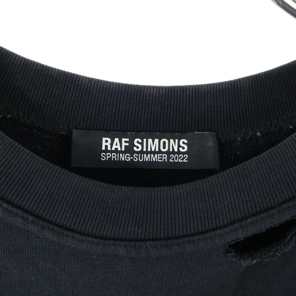 RAF SIMONS(ラフシモンズ) 22SS DESTROYED CREWNECK デストロイ クルーネックスウェットトレーナー ブラック 221-M168 19003-0099