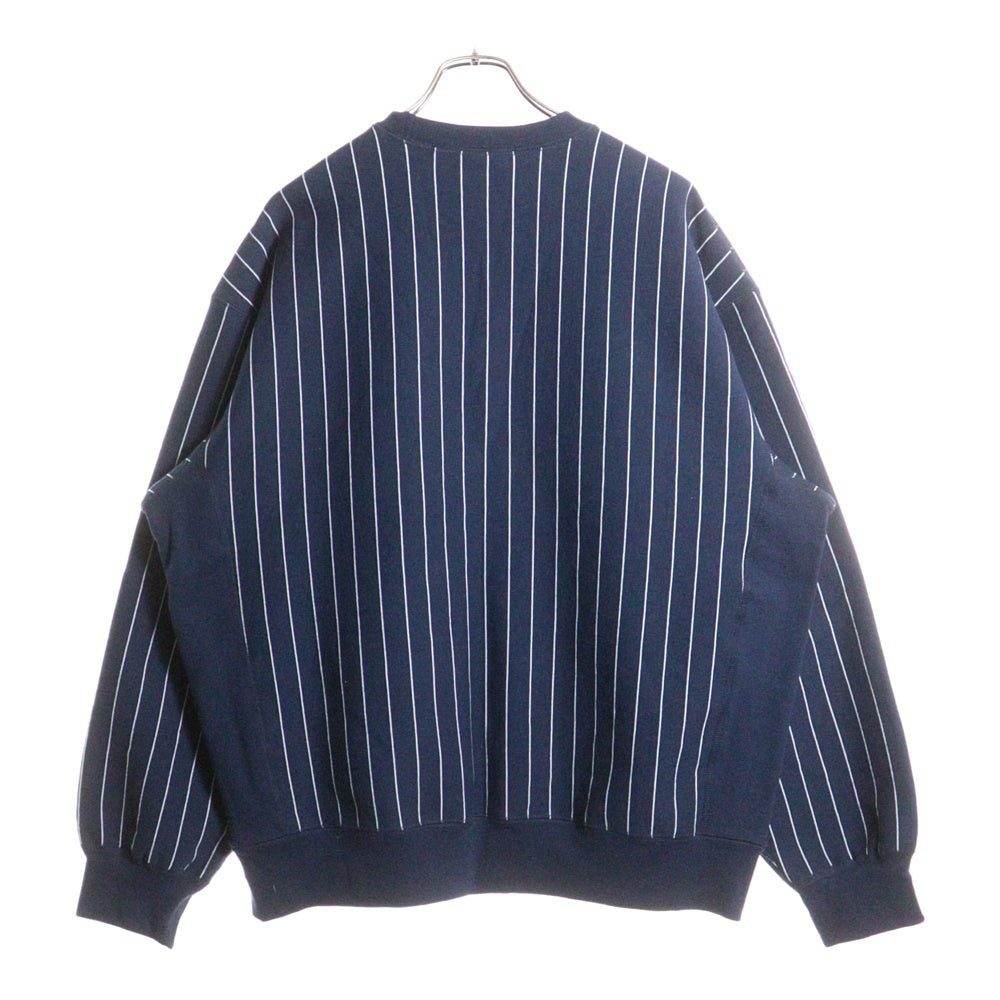 SUPREME(シュプリーム) 24SS Pinstripe Crewneck ピンストライプ クルーネック スウェット コットン ブルー