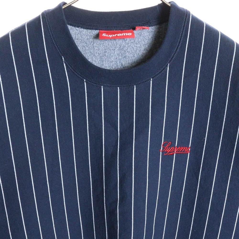 SUPREME(シュプリーム) 24SS Pinstripe Crewneck ピンストライプ クルーネック スウェット コットン ブルー