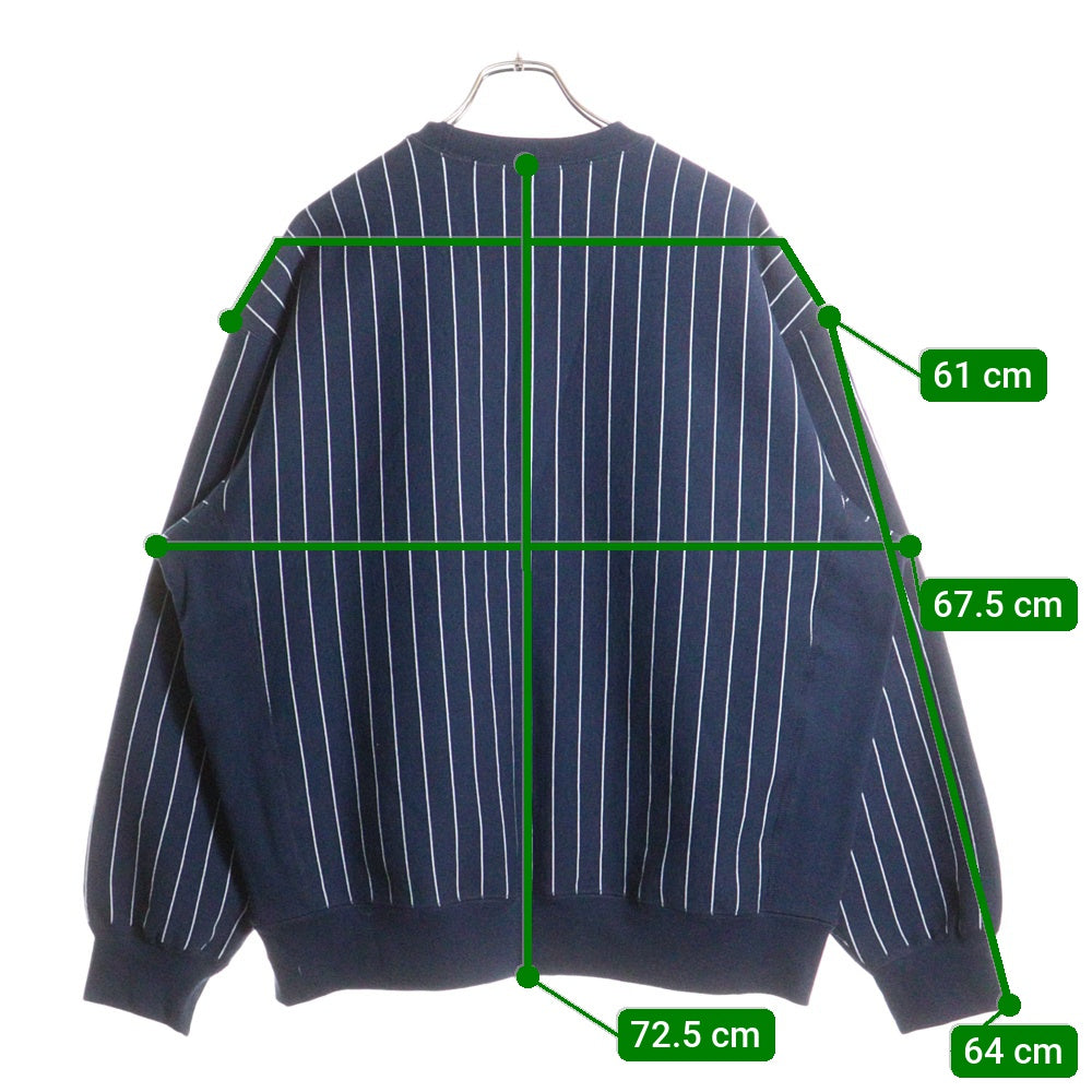 SUPREME(シュプリーム) 24SS Pinstripe Crewneck ピンストライプ クルーネック スウェット コットン ブルー