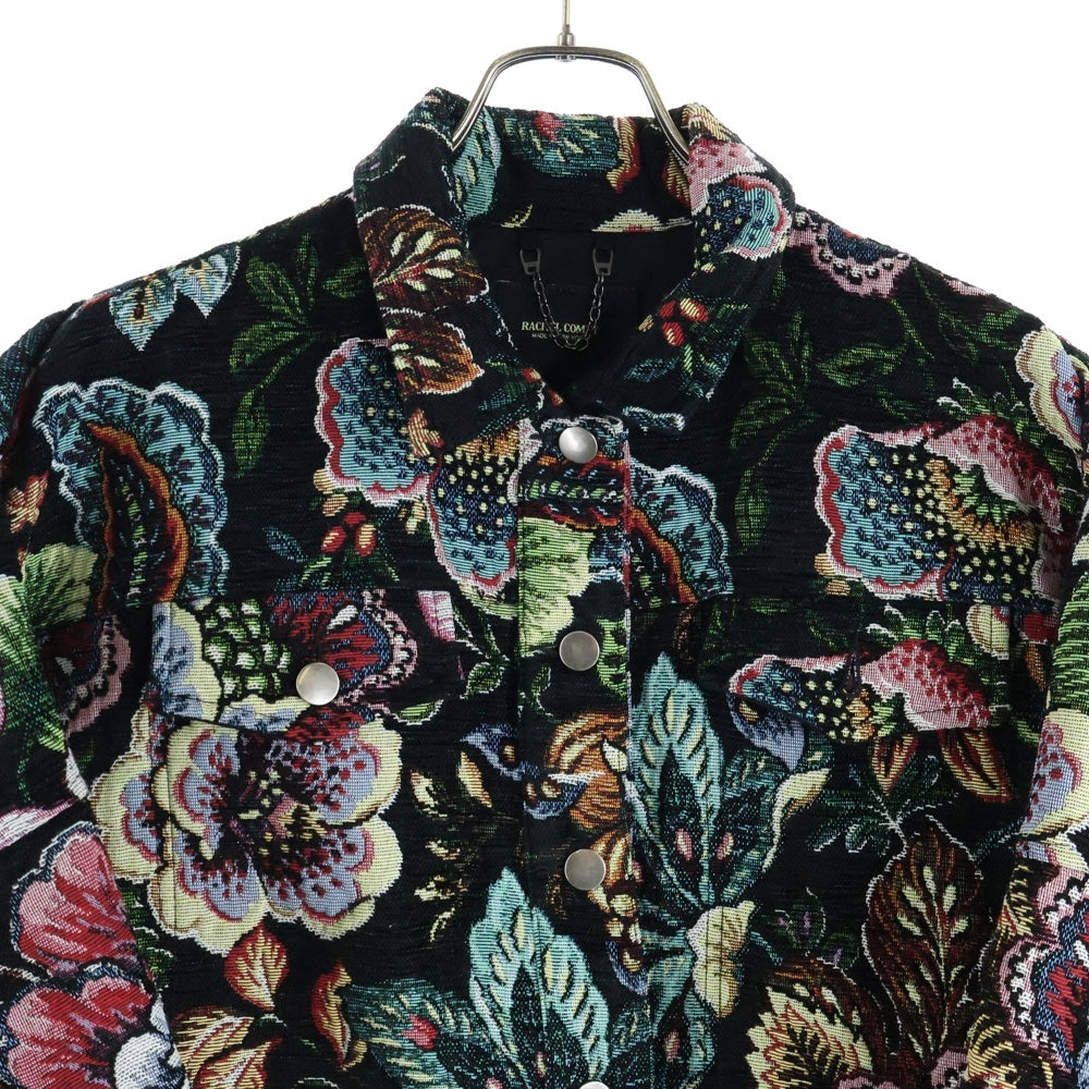 NO BRAND(ノーブランド) RACHEL COMEY レイチェルコーミー 花柄 トラッカージャケット ブラック/マルチカラー レディース