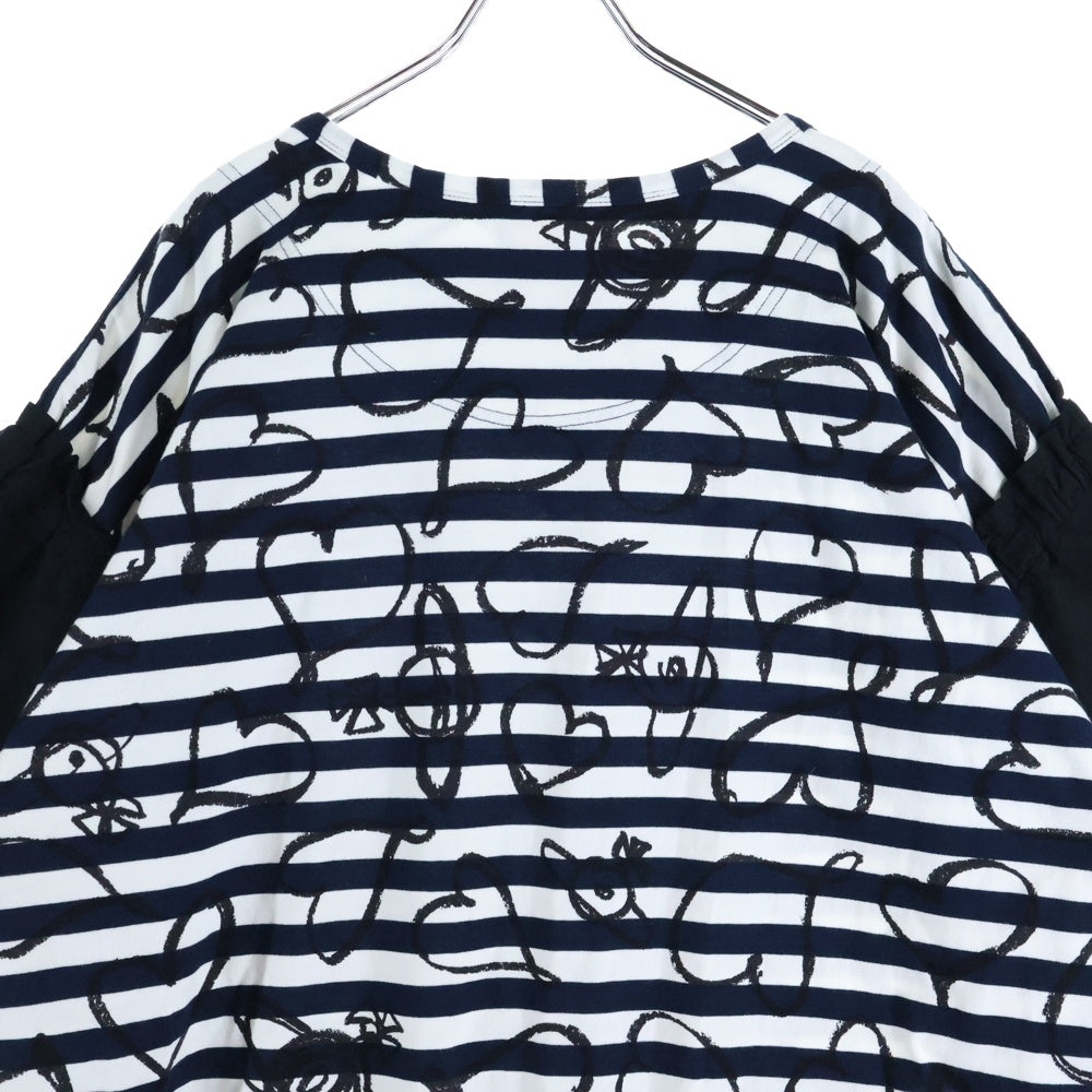 Vivienne Westwood Red Label(ヴィヴィアンウエストウッドレッドレーベル) ハート柄 ボーダー ロングワンピース ネイビー/ホワイト レディース 16-12-521014