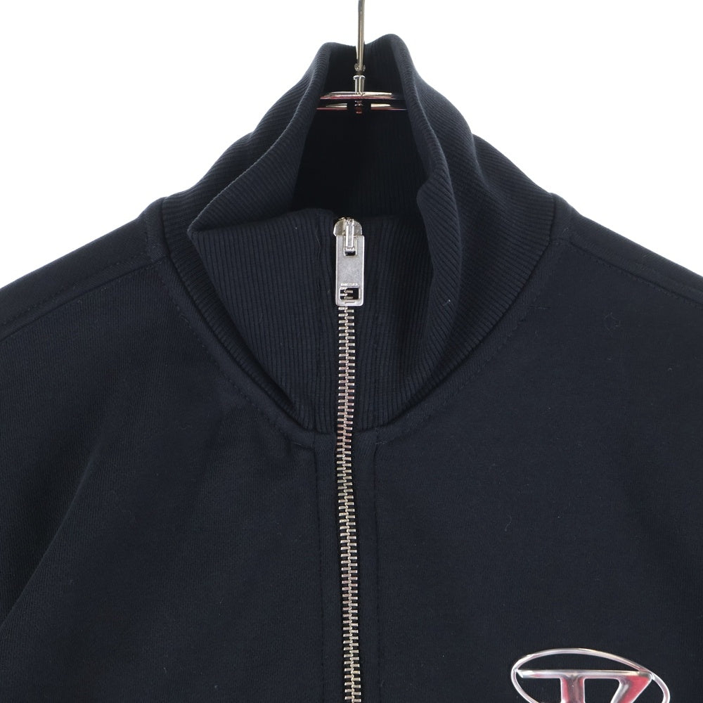DIESEL(ディーゼル) S-GINNI-ZIP-OD ジップアップ パーカー コットン スウェット メタルDロゴ ハイネック ブラック A11439
