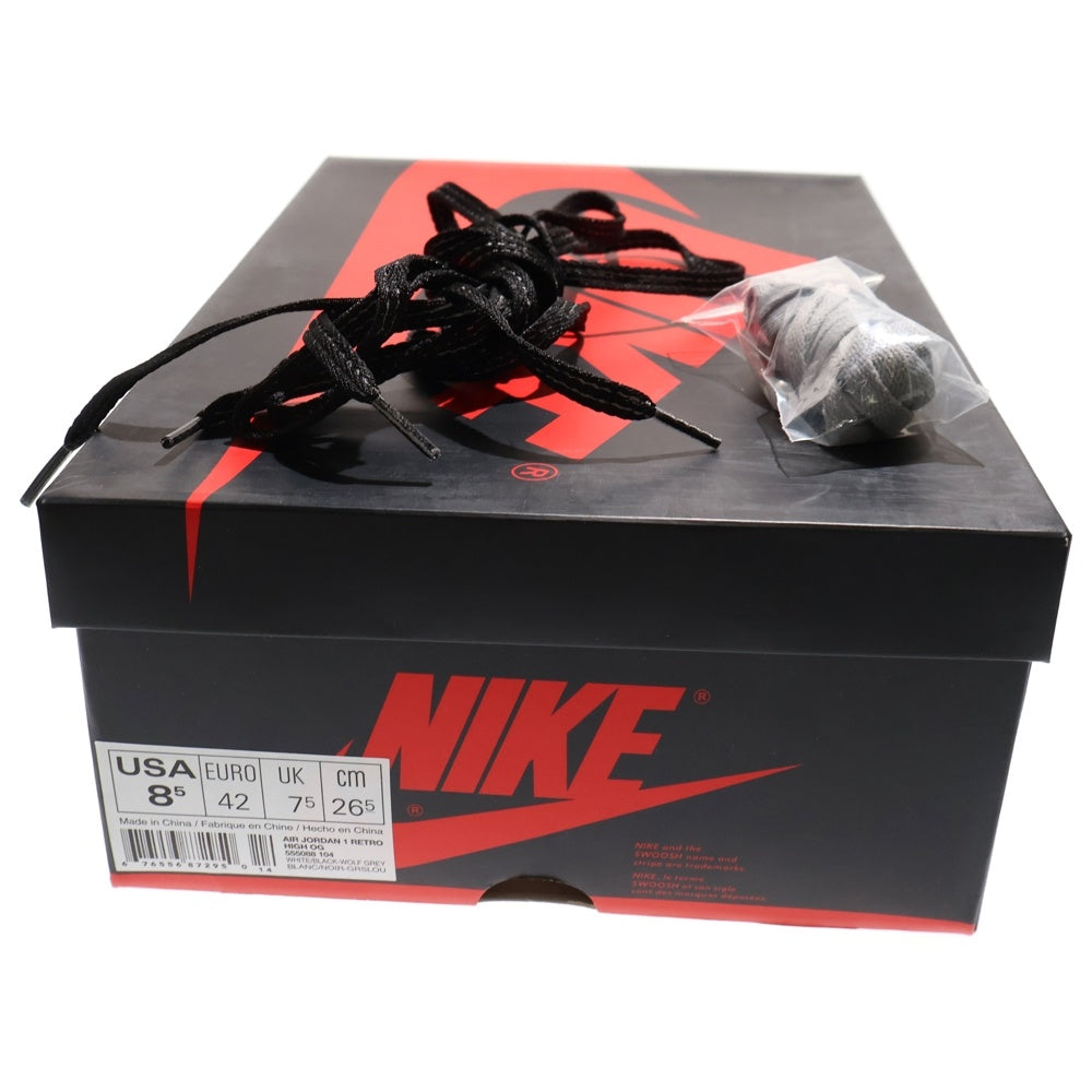 NIKE(ナイキ) 【観賞用 2013年製】AIR JORDAN 1 RETRO HIGH BARONS 555088-104 エアジョーダン1 レトロ ハイ バロンズ ハイカットスニーカー グレー/ブラック US8.5/26.5cm
