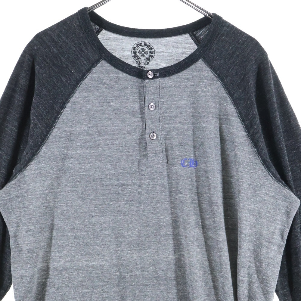 CHROME HEARTS(クロムハーツ) Circle Logo Henry Neck L/S サークルロゴ 七分袖Tシャツ カットソー グレー