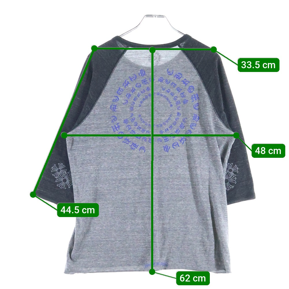 CHROME HEARTS(クロムハーツ) Circle Logo Henry Neck L/S サークルロゴ 七分袖Tシャツ カットソー グレー