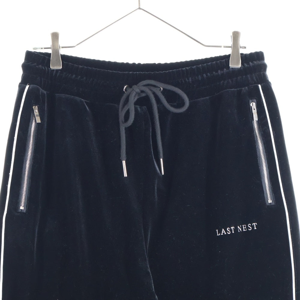 LAST NEST(ラスト ネスト) VELOUR TRACK PNTS ロゴベロアジップトラックパンツ ブラック
