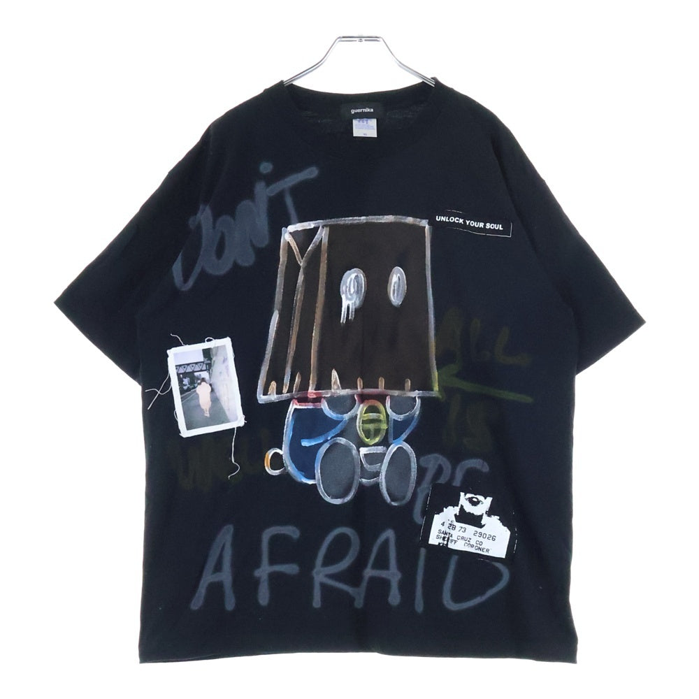 guernika ゲルニカ 半袖Tシャツ ブラック ペイント GUERNIKA(ゲルニカ) ワッペン プリント半袖Tシャツ カットソー