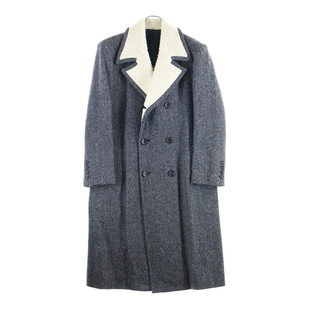 JOHN LAWRENCE SULLIVAN(ジョンローレンスサリバン) ウール ヘリンボーンチェスター ロングコート グレー 1B003-0218-12