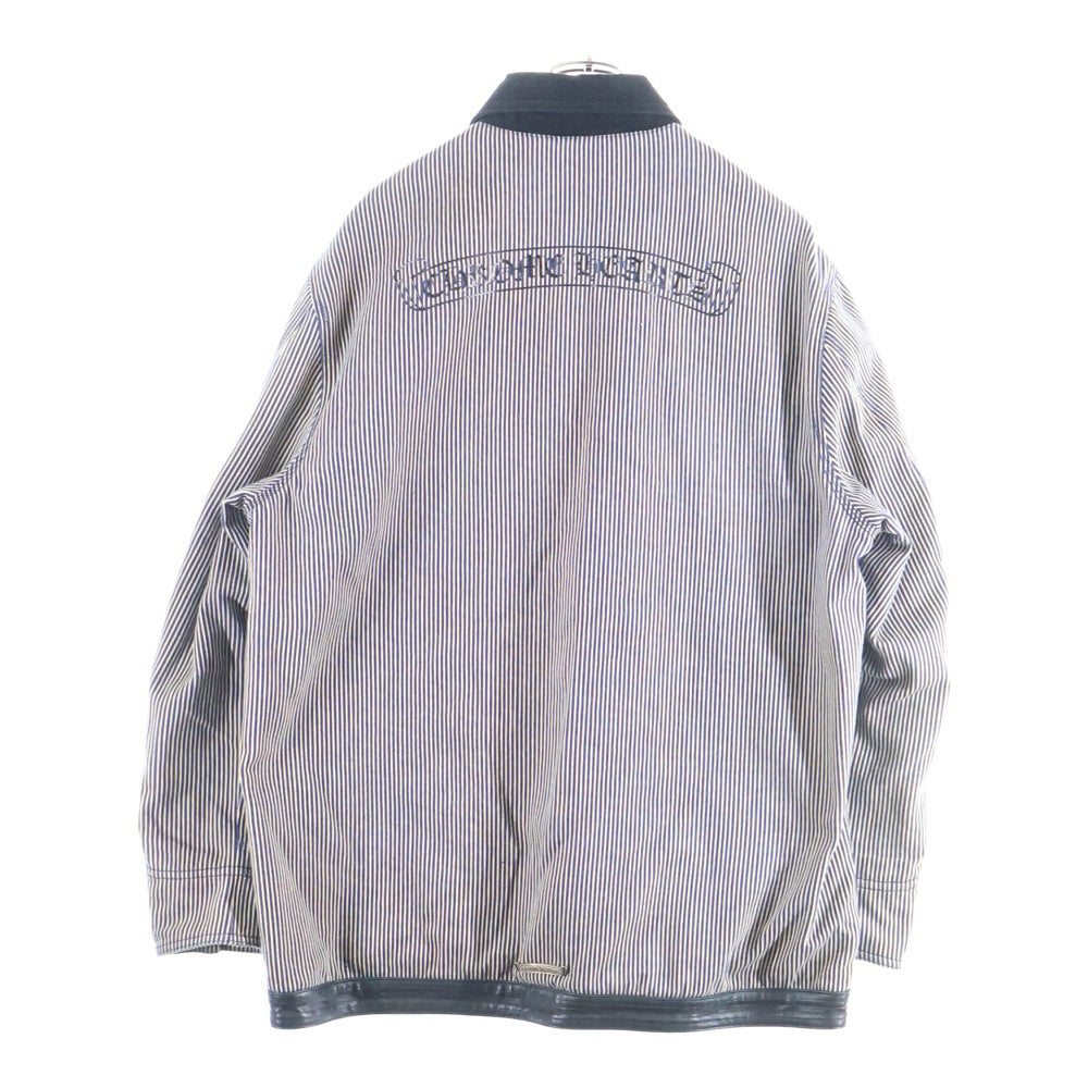 CHROME HEARTS(クロムハーツ) SOAP ON A ROPE ソープオンアロープ レザー切替 CHロゴプリント ストライプ ジャケット ベージュ/インディゴ/ブラック