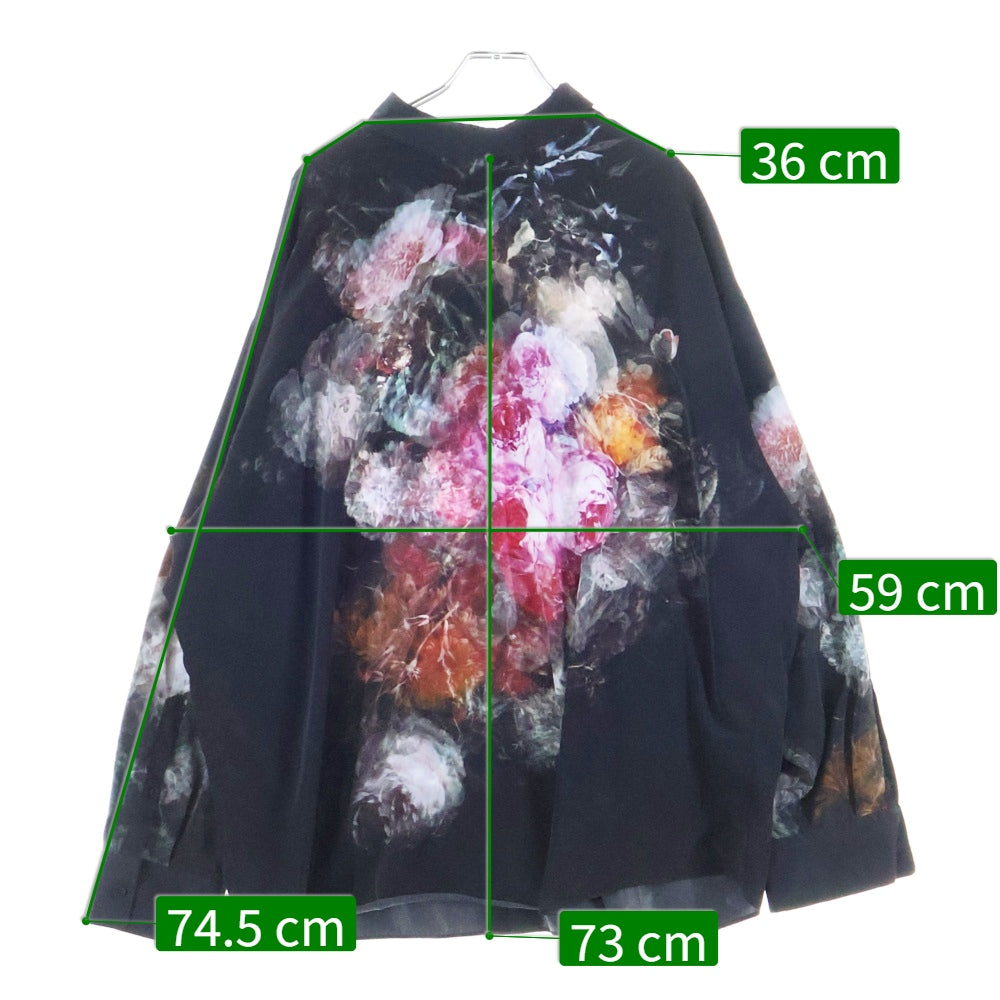 LAD MUSICIAN(ラッドミュージシャン) FLOWER BACK-FRONT フラワープリント 総柄 長袖シャツ ポリエステル ブラック 2120-113