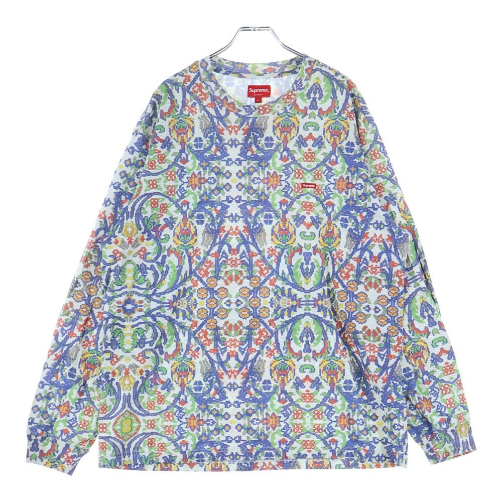 SUPREME(シュプリーム) 23SS Small Box Logo L/S Tee Tapestry タペストリープリント 総柄 スモールボックスロゴ クルーネック 長袖Tシャツ カットソー マルチカラー