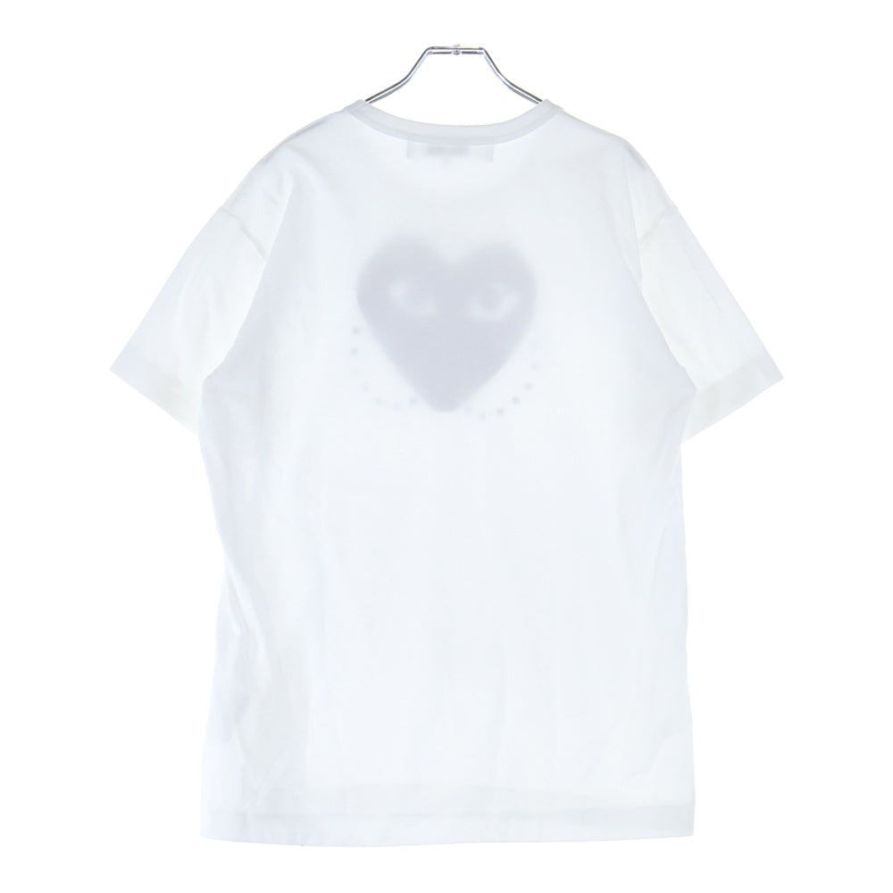 PLAY COMME des GARCONS(プレイコムデギャルソン) 24SS Unisex T-Shirt Printed Black Heart Studs スタッズ ハート ロゴ 半袖Tシャツ カットソー ホワイト AX-T804