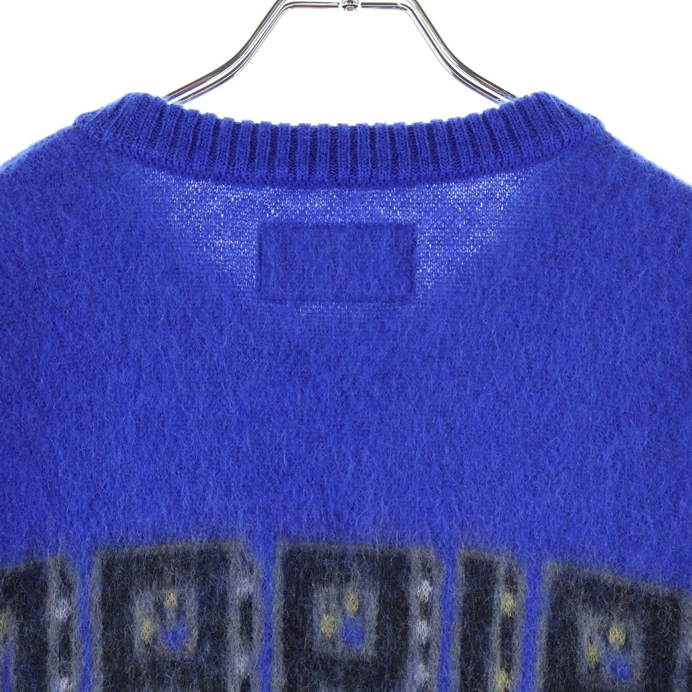 WACKO MARIA(ワコマリア) 23AW LOGO MOHAIR KNIT JACQUARD SWEATER ロゴ モヘア ニット 長袖ジャガードセーター ブルー 23FW-WMK-KN16
