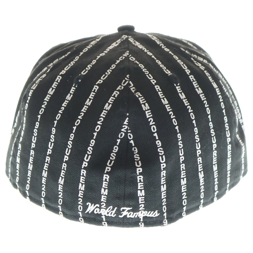 SUPREME(シュプリーム) 19SS ×NEW ERA Text Stripe Cap ニューエラ テキスト ストライプ柄 ベイスボールキャップ 帽子 ブラック