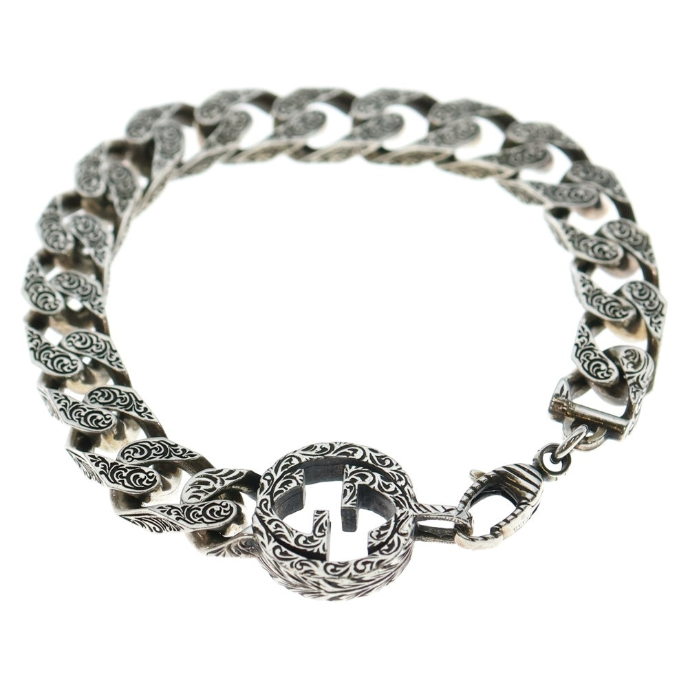 GUCCI(グッチ) インターロッキング アラベスク Gロゴ チェーンブレスレット シルバー