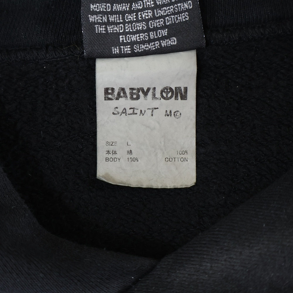 SAINT MICHAEL(セントマイケル) 25AW BBLN HOODIE バビロンフーディー スウェット プルオーバーパーカー ブラック/ブルー SM-HR1-0000-C50