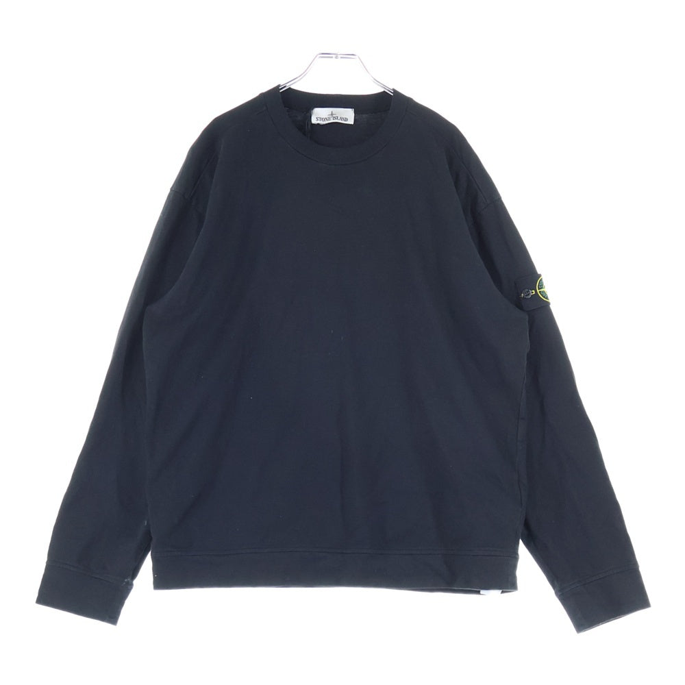 STONE ISLAND(ストーンアイランド) 24AW HEAVY COTTON JERSEY ヘビーコットンジャージー アームワッペン 長袖Tシャツ カットソー ブラック K2S156100075